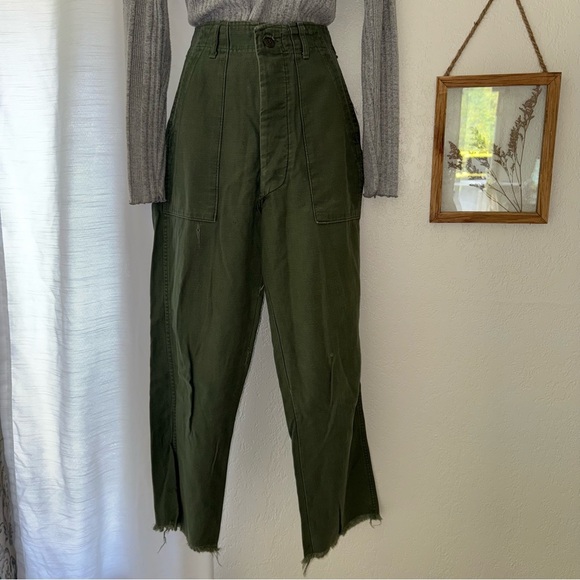 26” waist distressed green pants high rise unique - Picture 1 of 16